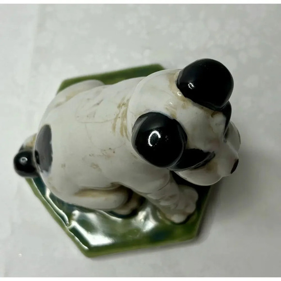 Vintage Ceramic Terrier Dog Figurine Hexagon Base - Picture 5 of 5